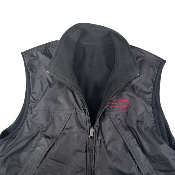 Vintage Polo Sport Vest Men Large Black Jacket Zip Up Reversible Fleece USA Warm - Picture 8 of 15